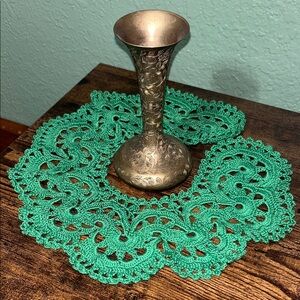 Vintage Handmade Green Crochet Doily